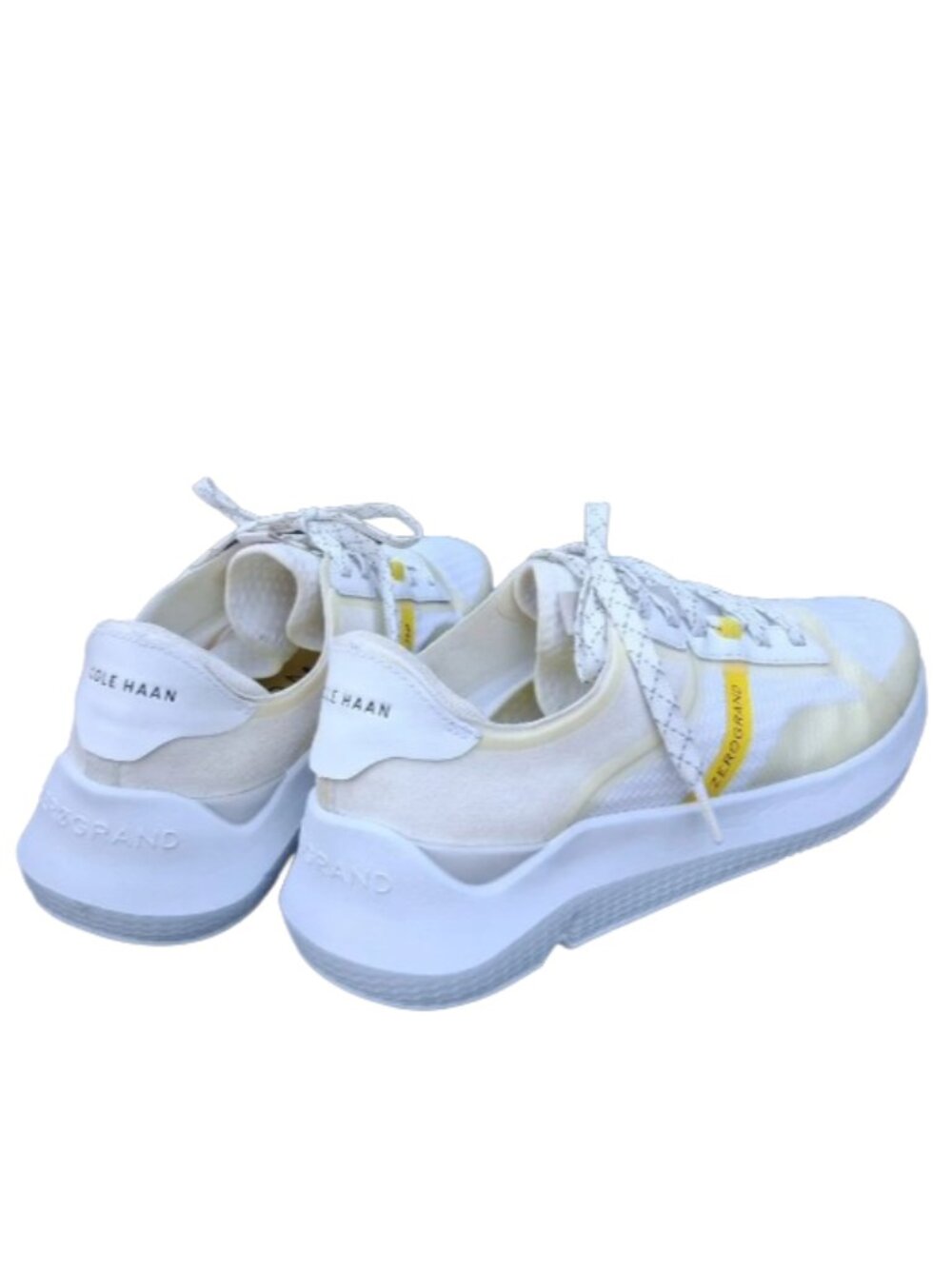 Cole Haan White and Yellow ZERØGRAND Men’s Lace-Up Sneakers